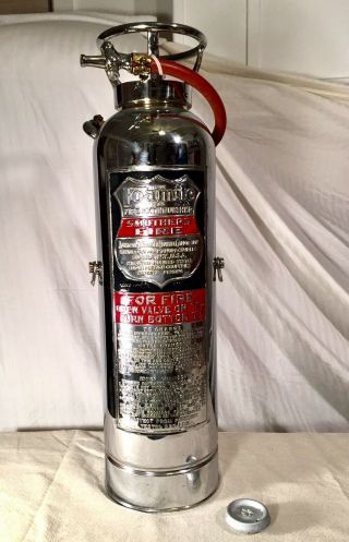 Rare American Lafrance Fire Extinguisher Nickel Plated Apparatus,  Inner Chamber