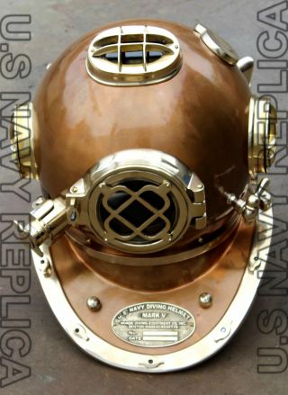 Morse US Navy Mark V Diving Divers Helmet Steel & Brass Full Size 18 