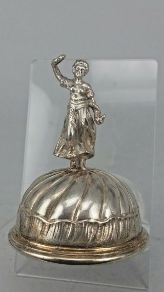 Dutch Hanau Miniature Solid Silver Table Bell Classical Figure Of A Lady Handle