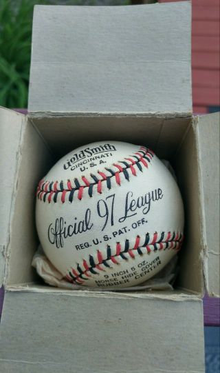 Rare Vintage 1933 - 1939 GoldSmith 97 Official Baseball with box 5