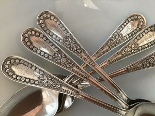 Set Of 6 Towle Daisy Sterling Silver Aesthetic Spoons Teaspoons C1883 Six Floral