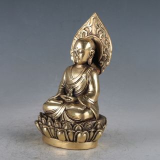 Chinese Brass Handwork Buddha Statue w Daming Xuande Marks 2