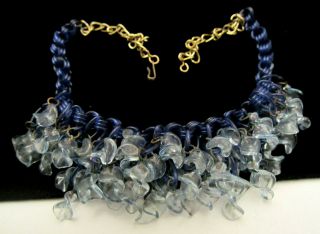 Rare Vintage 16 " Early Miriam Haskell Blue Celluloid Lucite Dangle Necklace A35