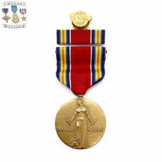 Wwii Us Victory Medal Ribbon Bar Honorable Discharge Ruptured Duck Lapel Pin 03