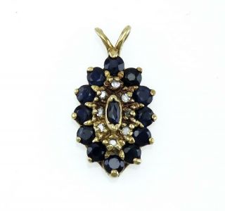 Antique Victorian 14k Yellow Gold Natural Sapphire & Diamond Necklace Pendant