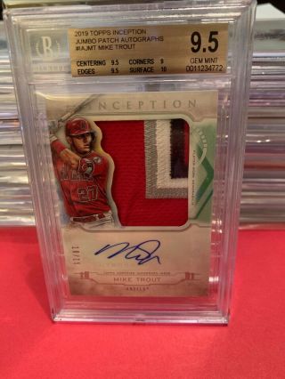2015 Mike Trout Topps Inception Jumbo Patch Bgs 9.  5/10 Auto Rare 10/15 Sweet