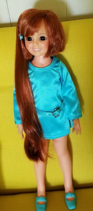 MIB PERFECT Vtg 60s Ideal Grow Hair Crissy Doll Orig Aqua Clothes Shoes Papers, 3