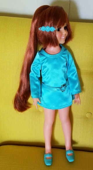 MIB PERFECT Vtg 60s Ideal Grow Hair Crissy Doll Orig Aqua Clothes Shoes Papers, 4