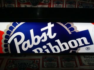 RARE PABST BLUE RIBBON BEER POKER POOL TABLE HANGING LIGHT SIGN PUB BAR VTG 4