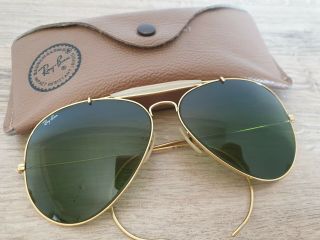 Vintage B&l Ray - Ban Usa Outdoorsman Sunglasses Gold - Green 62 Mm W/case