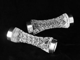 Pair Glass Knife Rests with Sterling Caps,  Birmingham,  Ca 1852 2