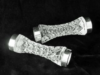 Pair Glass Knife Rests with Sterling Caps,  Birmingham,  Ca 1852 4