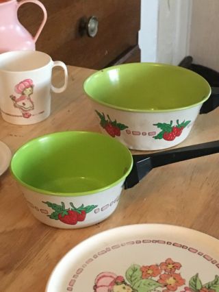 VINTAGE 12 Piece Strawberry Shortcake Plastic Toy Dishes Tea Set Plates Pans 5