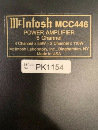 Rare McIntosh MCC446 6 - Channel Amplifier 4