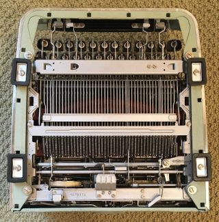 VTG 1960 Olympia SM4 Signature S Seafoam Script Portable Typewriter w/ Case 10