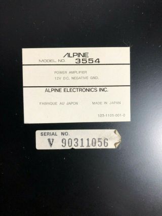 Vintage Old School ALPINE Model 3554 Amplifier Amp 4/3/2 6