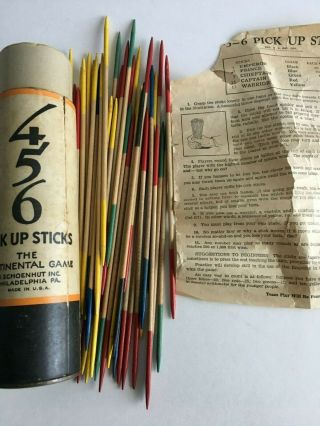 Vintage Wood 456 Pick Up Sticks 40 The Continental Game Made In Usa By Schoenhut