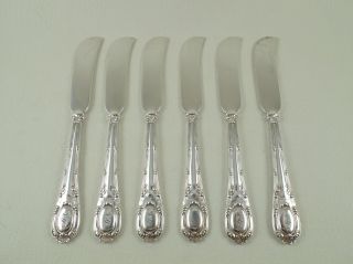 Old French (1889) By Tiffany Silverplate Set Of 6 Butter Spreaders Monogram " S "