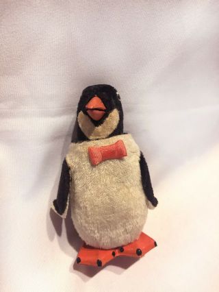 Vintage Tm Modern Toys Japan Plush Tin Jolly Penguin Wind Up Toy W/orig Box