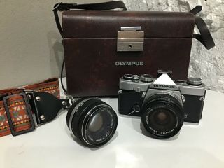 Vintage Olympus Om - 1,  2 Lenses,  Case