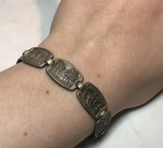 Rare 1936 Texas Centennial Bracelet 8 Sterling Silver Charms 6 3/4” Long