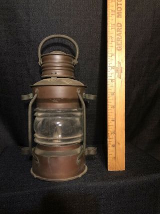 Vintage Brass & Copper Anchor Oil Lamp “anchor” Nautical Maritime