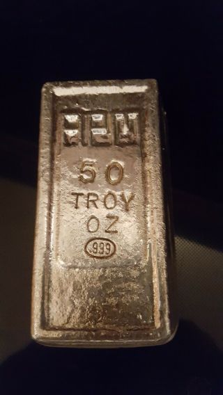 Very Rare Apm - 50oz Silver Bar.  999 - 200 Made - Vintage / Unique Silver Bar