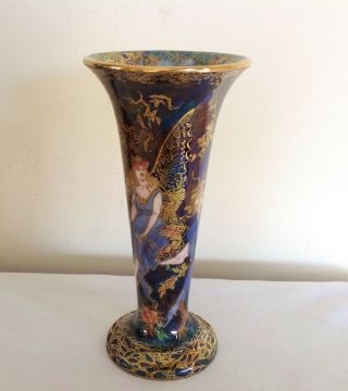 Vintage Art Deco Wedgwood Fairyland Lustre Enamels " Butterfly Woman " Pattern Vase
