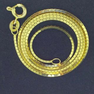 Vintage 14k Yellow Gold 16 " Box Chain Necklace By Unoaerre Elite Italian Jeweler