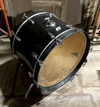 Vintage Ludwig 24” Bass Drum - “black Cortex” - Made In Usa