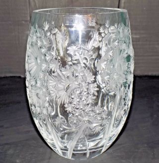 Lalique Clear & Frosted Bucolique Vase Dandelions - Rare