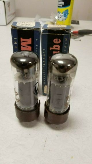 Pair Vintage Mullard Fat Base Xf 6ca7 El34 Amplifier Tube