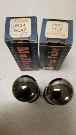 Pair vintage MULLARD FAT BASE XF 6CA7 EL34 amplifier tube 2