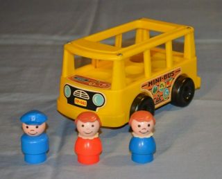 Vintage 1988 Fisher Price Little People Yellow Minibus 141 Pampers Promotional
