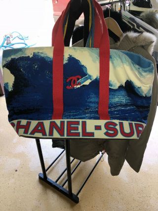 Chanel Vintage Red White & Blue Canvas ‘chanel Surf’ Tote
