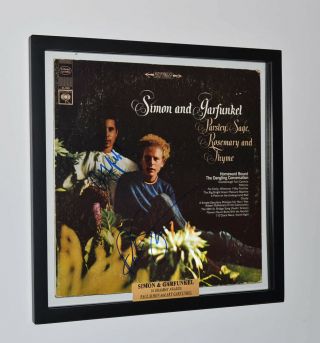 Rare Simon & Garfunkel Signed Lp Record Autograph Display,  Frame,  Uacc