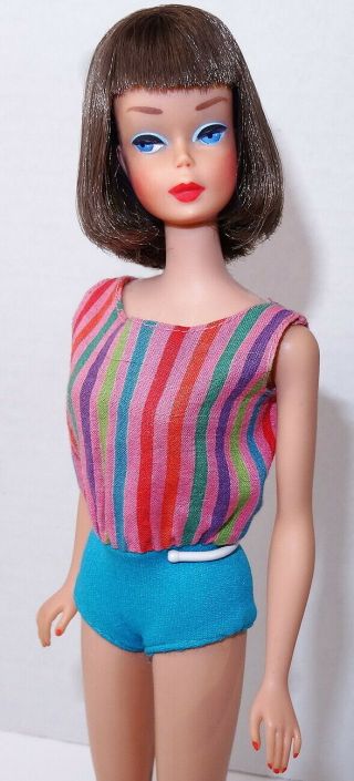 Vintage Silver Brunette Long Hair High Color American Girl Barbie Doll 2