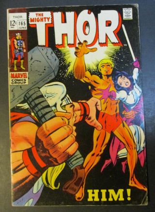 Marvel Comics Thor 165 First Appearance Of Him 1969 Vintage Old Comic Book