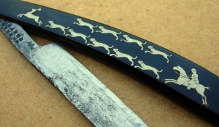 Antique Hare coursing straight razor Sheffield warranted hunting 3