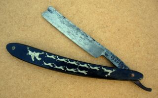 Antique Hare coursing straight razor Sheffield warranted hunting 4