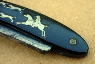 Antique Hare coursing straight razor Sheffield warranted hunting 9
