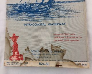 Vintage Nautical Map Chart Sandy Hook To Little Egg Harbor NJ Jan 1965 824 - SC 3