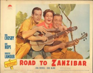 Road To Zanzibar 1941 Vintage Lobby Card Hope,  Crosby Best Scene