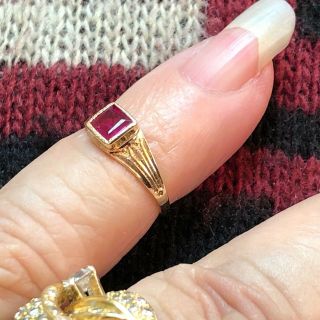 Antique Baby Ring 10k.  17 Carat Ruby Size 2.  1/4 Heirloom