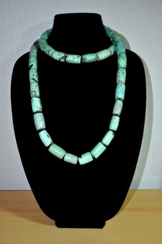 Vintage Turquoise Necklace From Nagaland,  India From Before 1978 44 " Long