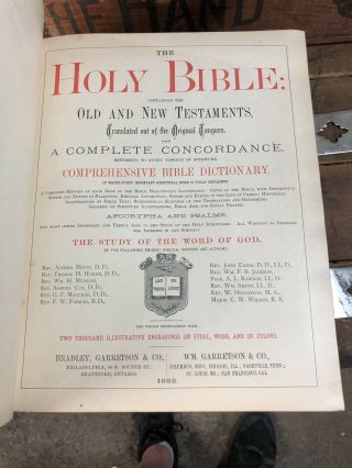 Antique 1800 ' s Catholic family Bible Bradley Garretson Clasps Gold Gilded 9