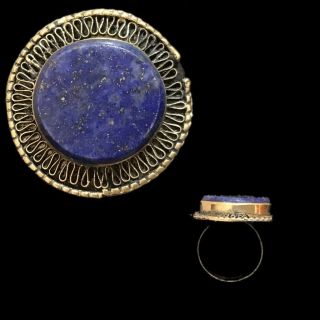 Ancient Lapis Lazuli Decorative Silver Ring (1)