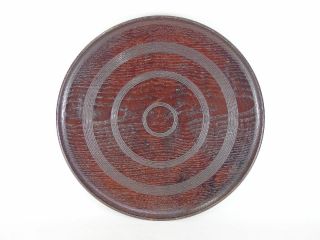 Japanese Antique Vintage Lacquer Wood Round Large Sencha Bon Tea Tray Chacha