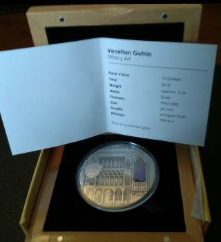 Palau Tiffany art 2013 Venetian Gothic 2oz silver coin,  Rare mintage 999 6