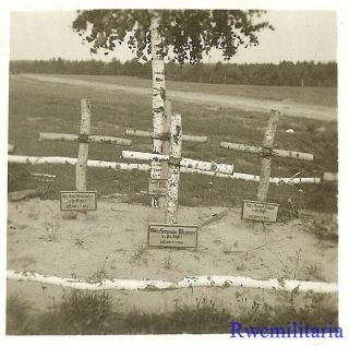 Somber Well Marked Grave Plot For Kia German Panzer Crew (3.  /pz.  Rgt.  7) ; 1941